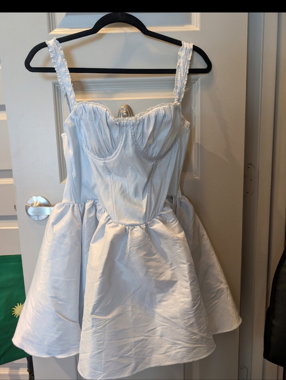 Baby Blue Girls' Milk Maid Style Corset Mini Dress with Sweetheart Bodice